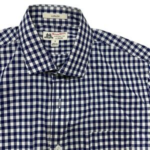 J.Crew Shirt Small Blue Gingham Check Thomas Mason Slim Fit